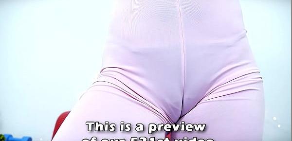  Petite Latina Has Puffy Cameltoe and a Round Ass in Tight Lycra Spandex Suit